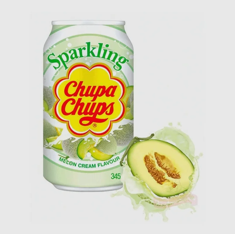Газированный напиток Chupa Chups Sparkling Melon & Cream / Чупа Чупс Дыня Крем 345мл (Южная Корея)