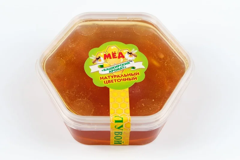 Мед Башкирский АРОМАТ, п/п луговой, 300 г. (сота)