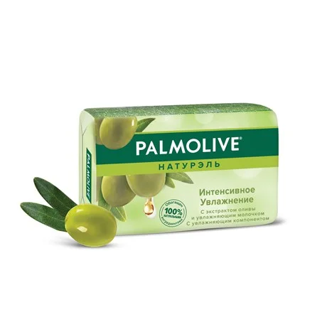 Мыло туалетное твердое Palmolive Натурэль Интенсивное увлажнение с экстрактом оливы и увлажняющим молочком, 90г