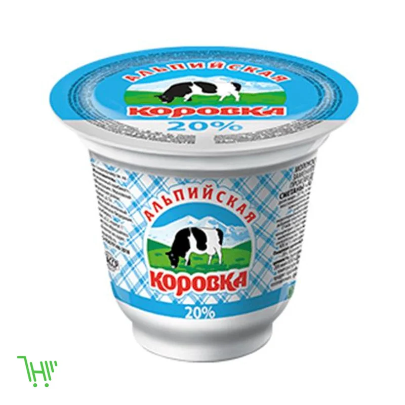 Сметана Альпийская коровка 20% 200гр