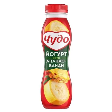 Йогурт питьевой ЧУДО ананас-банан 2,4%, 270 г БЗМЖ