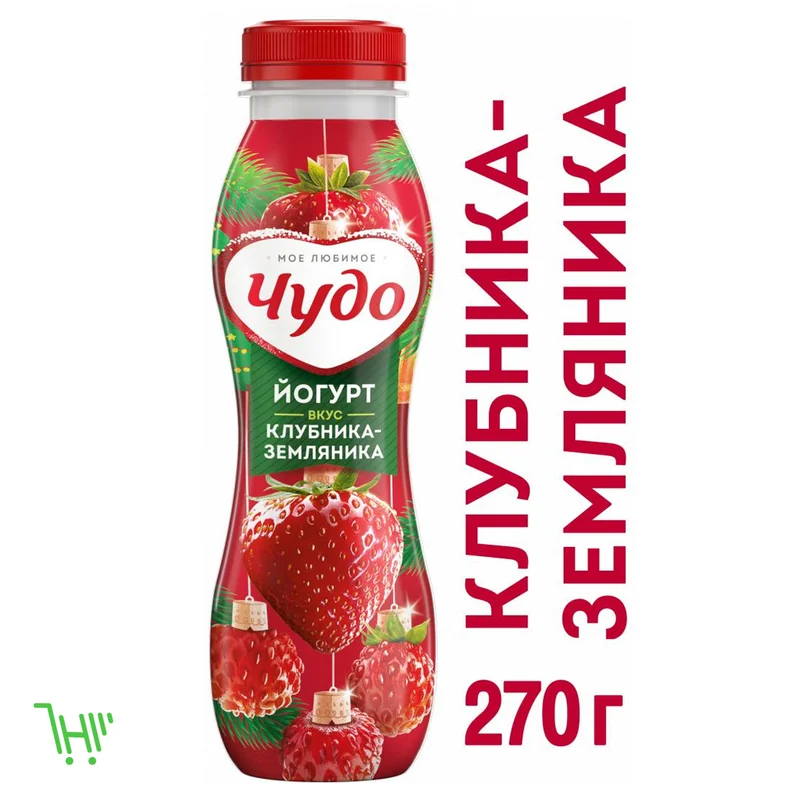 Йогурт питьевой «Чудо» клубника-земляника 2,4%, 270 г