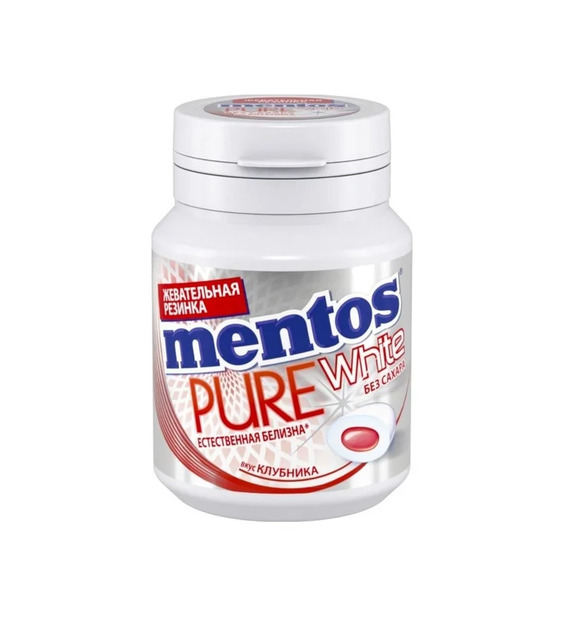 Жевательная резинка Mentos Pure White клубника, 54 г